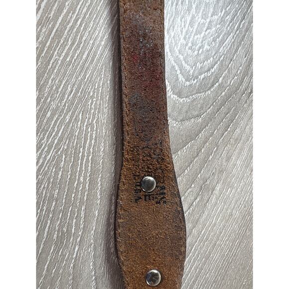 Justin Made in USA Brown Leather Belt Silver Tones Buckle and Concho Design 38” - Picture 6 of 7